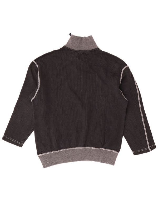 Vintage mujer cremallera cuello sudadera jumper Reino Unido 16 grande negro colorblock
