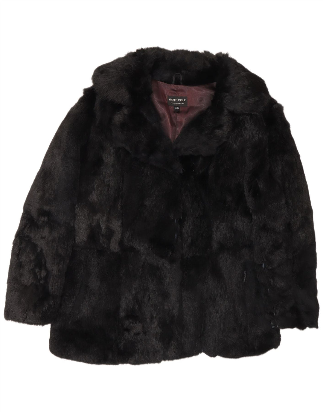 Vintage mujer chaqueta de piel EU 48 2XL negro piel real
