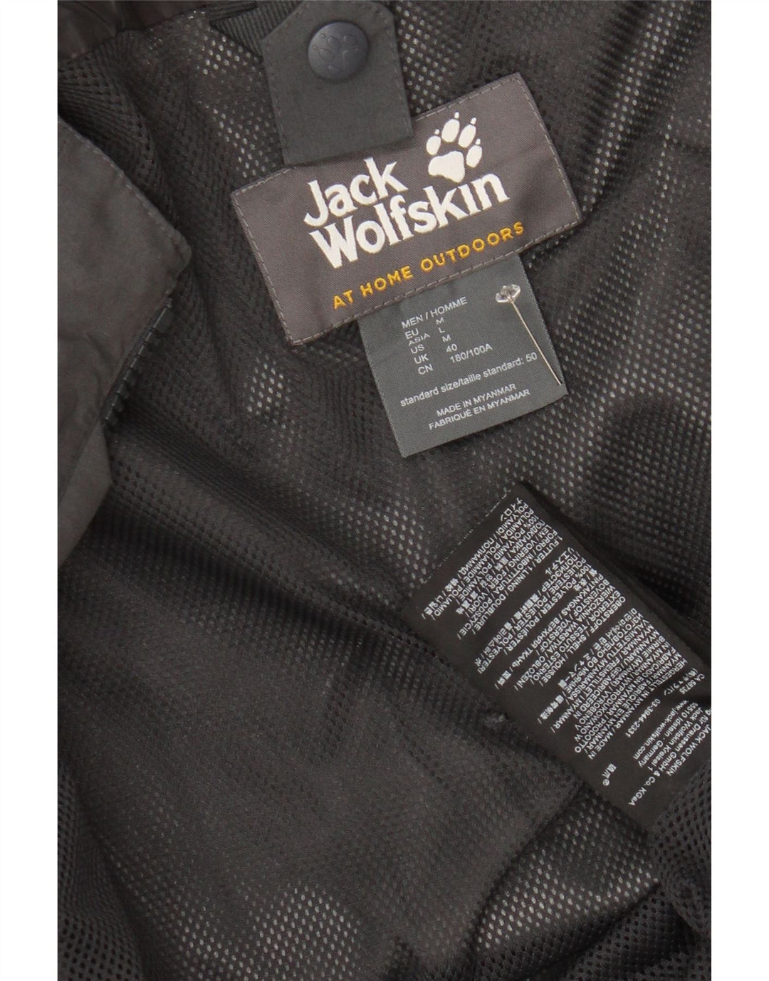JACK WOLFSKIN Chaqueta cortavientos con capucha para hombre UK 40 Poliéster gris medio