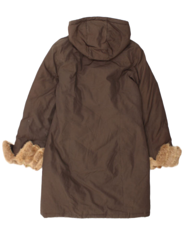 Woolrich Abrigo acolchado con capucha para mujer UK 44 Algodón marrón medio