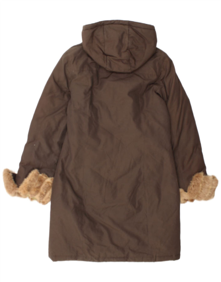 Woolrich Abrigo acolchado con capucha para mujer UK 44 Algodón marrón medio