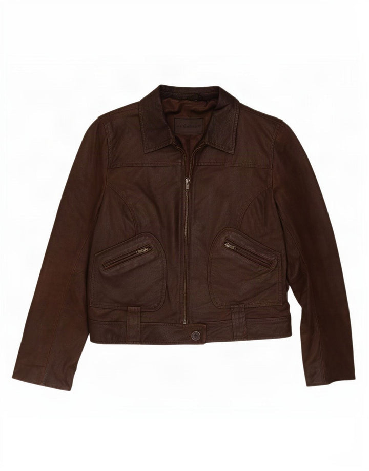 In Extenso Chaqueta de cuero para mujer UK 44 Marrón medio