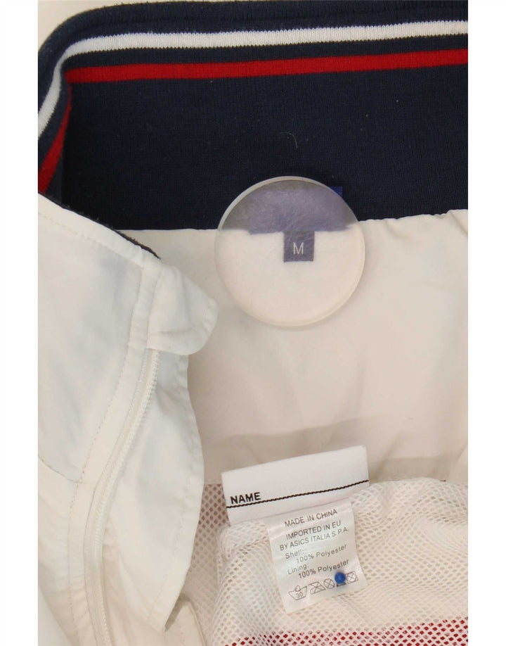 Asics Hombre Graphic Chándal Top Chaqueta Mediano Blanco Colorblock Poliéster