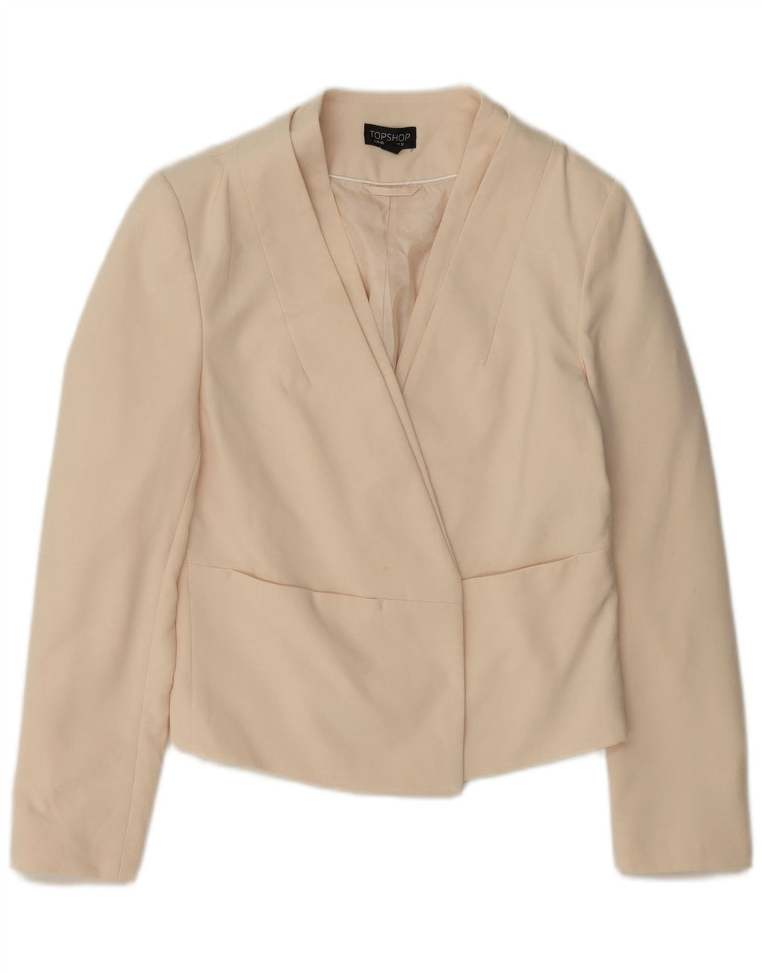 Topshop Chaqueta tipo blazer abierta corta para mujer Reino Unido 12 Mediano Blanco Roto Poliéster