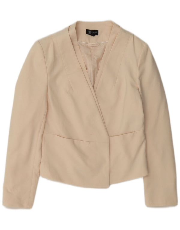 Topshop Chaqueta tipo blazer abierta corta para mujer Reino Unido 12 Mediano Blanco Roto Poliéster