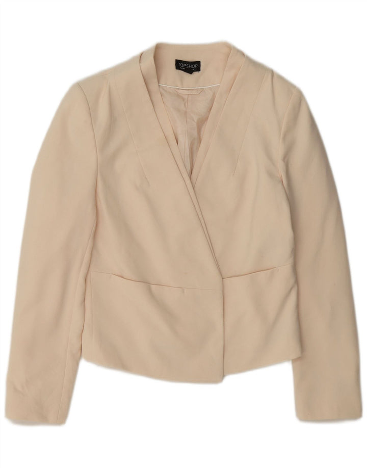 Topshop Chaqueta tipo blazer abierta corta para mujer Reino Unido 12 Mediano Blanco Roto Poliéster