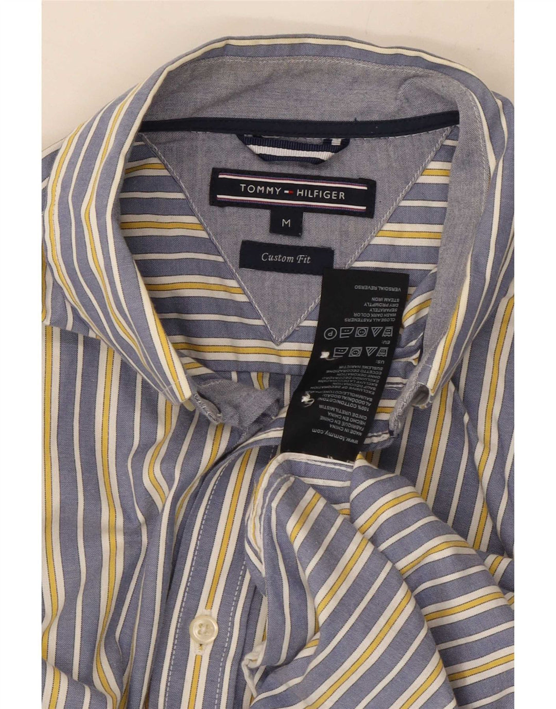 Tommy Hilfiger Camisa Custom Fit de algodón a rayas azul medio para hombre