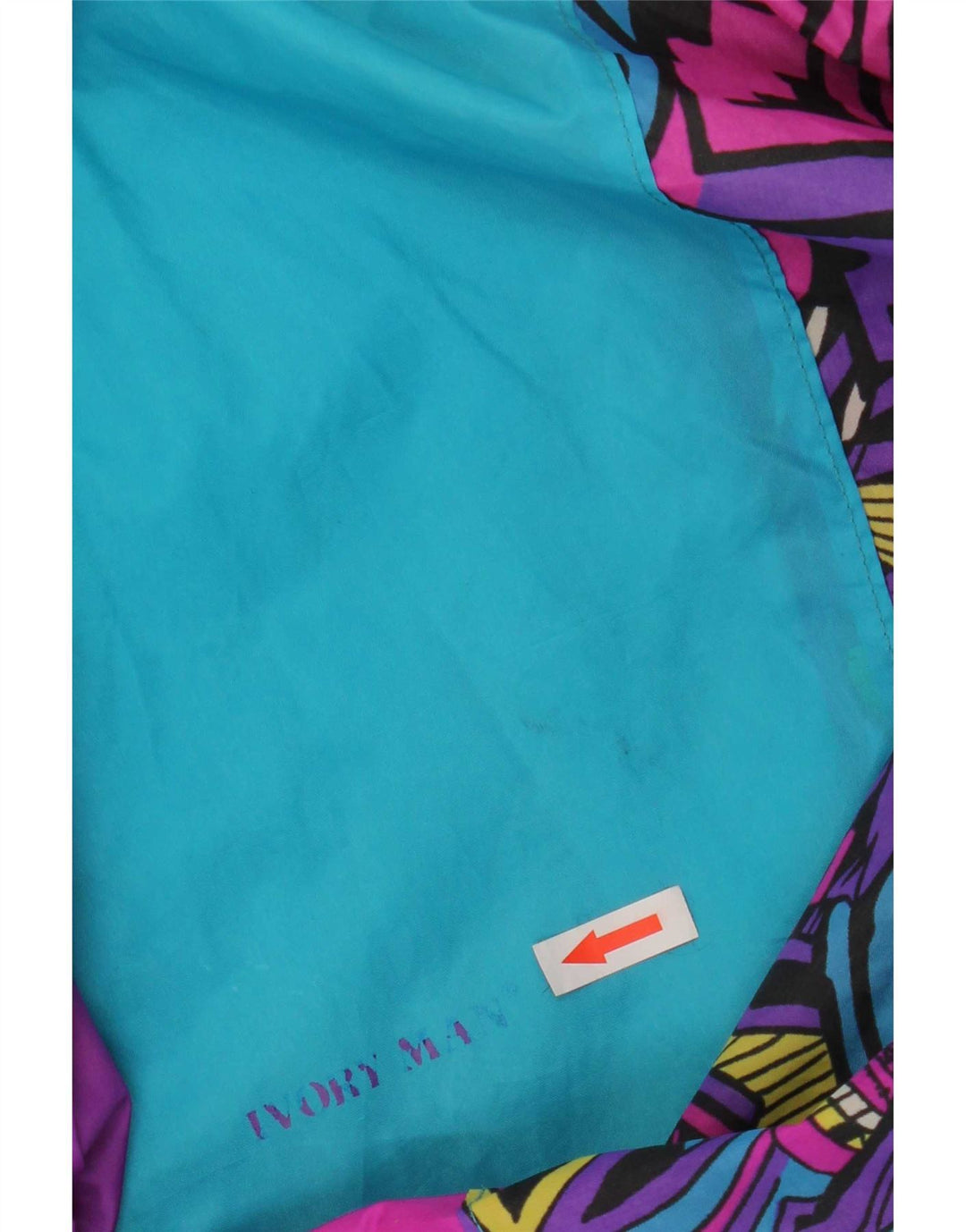 Vintage hombres pullover chaqueta de lluvia Reino Unido 44 2XL púrpura colorblock poliamida