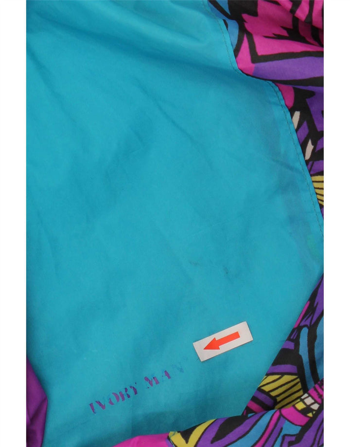 Vintage hombres pullover chaqueta de lluvia Reino Unido 44 2XL púrpura colorblock poliamida