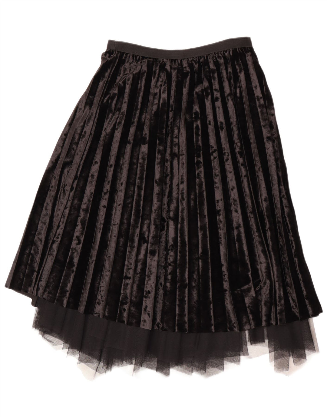 Falda plisada de terciopelo vintage para mujer W28 Negro medio
