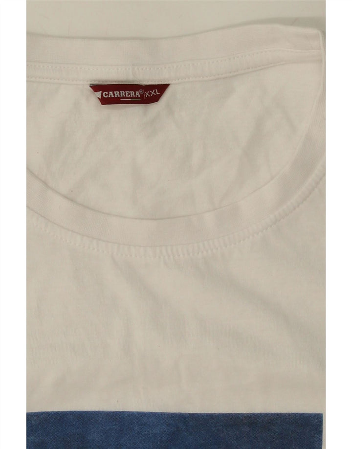 CARRERA Mens Graphic T-Shirt Top 2XL White Cotton Vintage Carrera and Second-Hand Carrera from Messina Hembry 