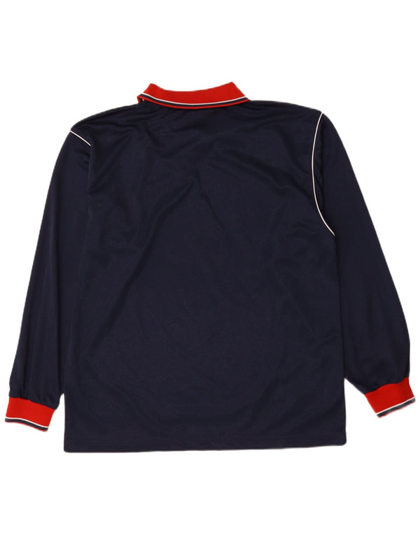 Asics Polo De Manga Larga Para Hombre XL Azul Marino Colorblock Poliéster