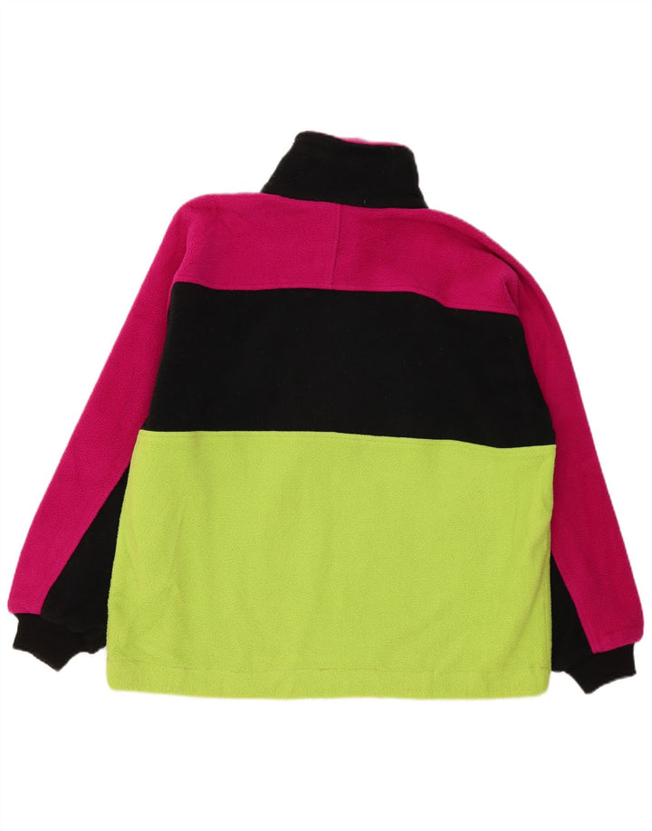 Jersey vintage de vellón con cuello y cremallera para hombre Poliéster color block verde medio