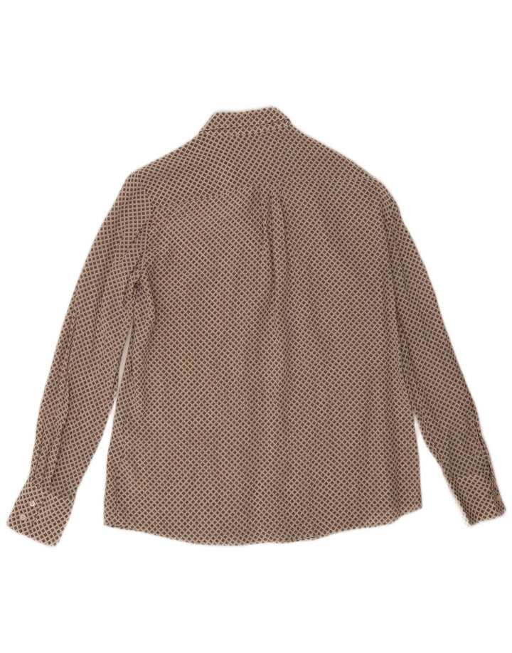 Massimo Dutti Blusa Camisa Mujer EU 38 Small Beige Geométrico Seda