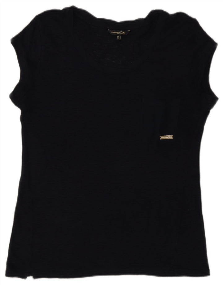 Massimo Dutti Camiseta Mujer Top UK 12 Medium Azul Marino