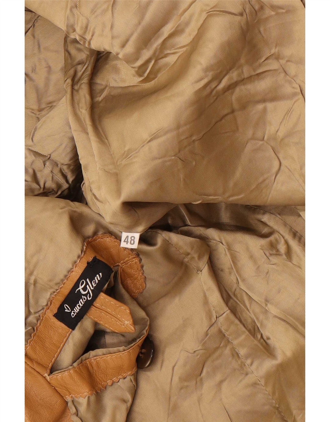 Vintage hombres 2 botones chaqueta blazer de cuero IT 48 beige medio