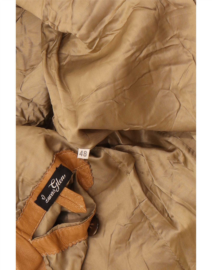 Vintage hombres 2 botones chaqueta blazer de cuero IT 48 beige medio