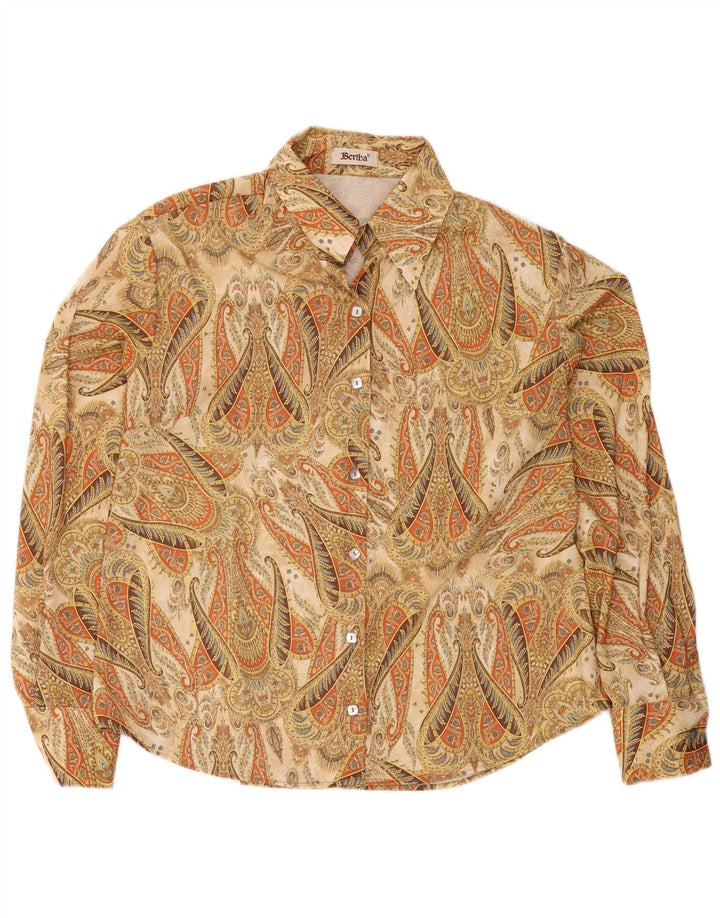 Camisa Vintage Mujer IT 50 XL Beige Paisley Poliéster