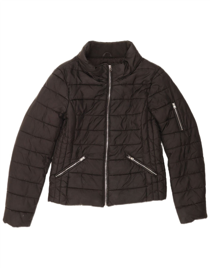 Zara Mujer Trafaluc Chaqueta Acolchada UK 10 Small Negro