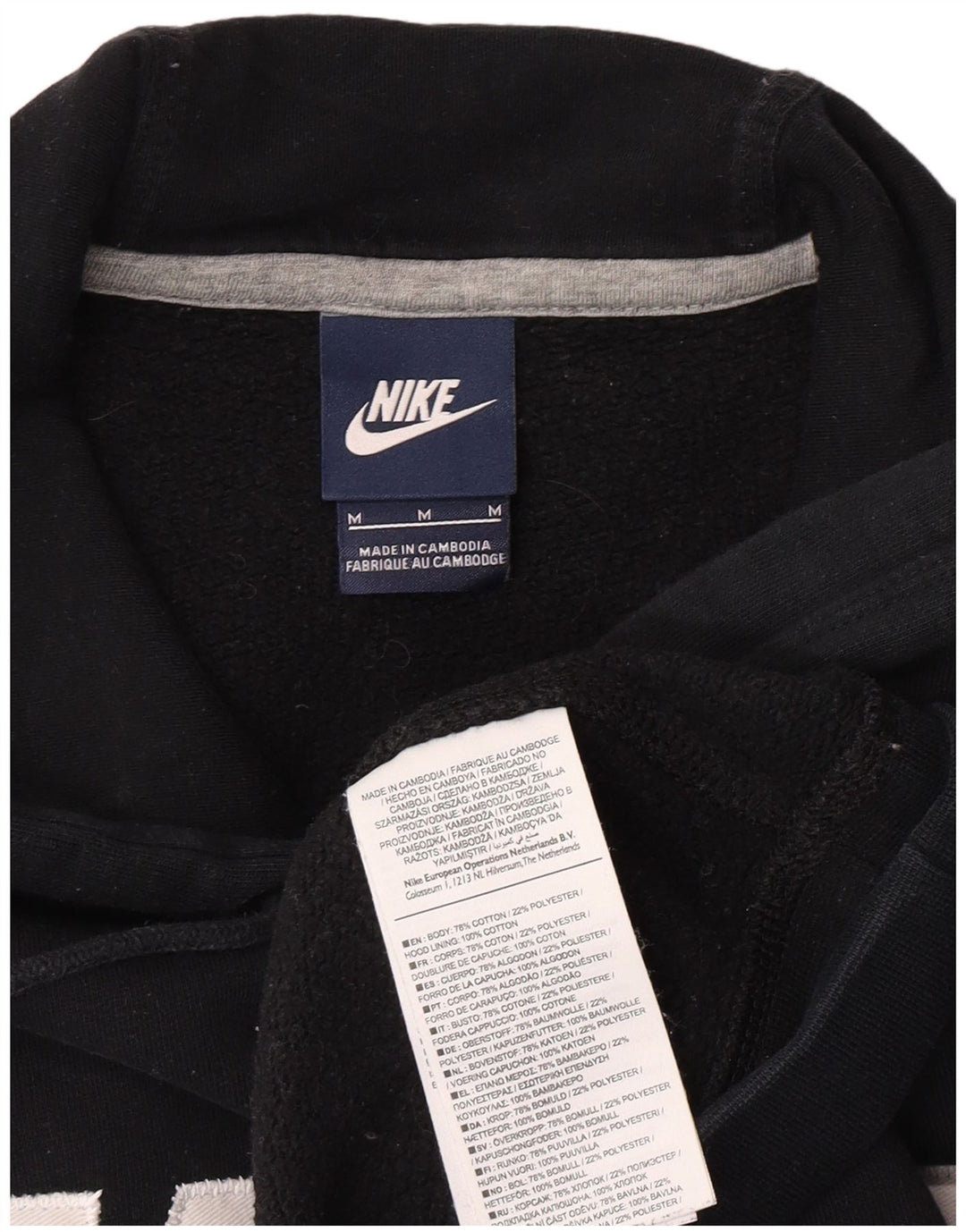 Nike Sudadera con capucha gráfica para hombre, jersey de algodón negro mediano