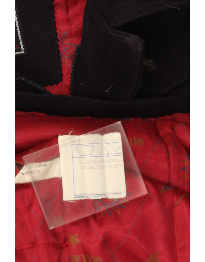 Ouragan Abrigo tipo capa de trenca con capucha para mujer IT 42 Lana azul marino mediana