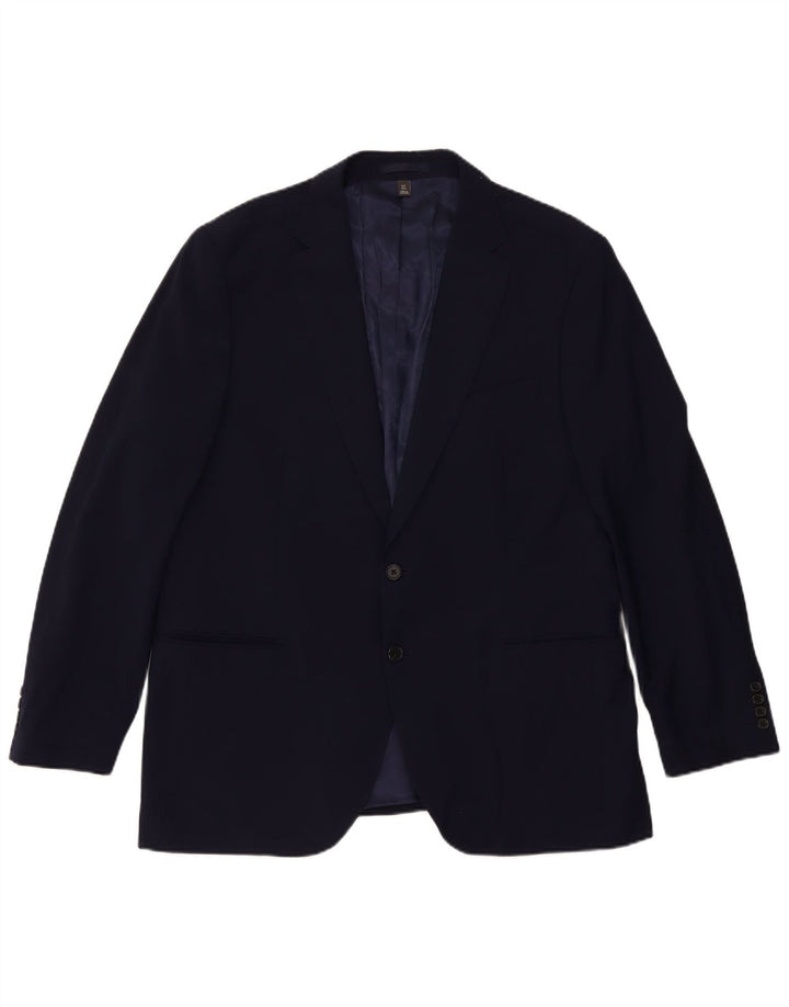 Marks & Spencer Chaqueta tipo blazer de 2 botones para hombre UK 44 2XL Lana azul marino
