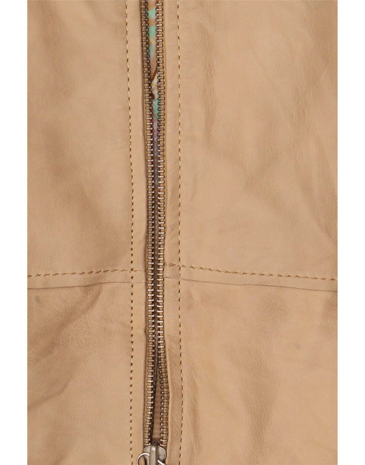 Cabrini Chaqueta motera de cuero para mujer EU 36 Small Beige