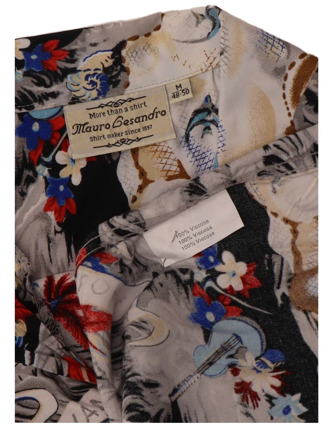 MAURO GESANDRO Camisa gráfica para hombre IT 48/50 Medium multicolor hawaiana