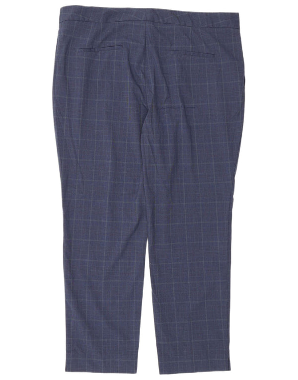 Zara Mujer Pantalón De Traje Recto EU 44 XL W34 L27 Azul Marino Pata De Gallo