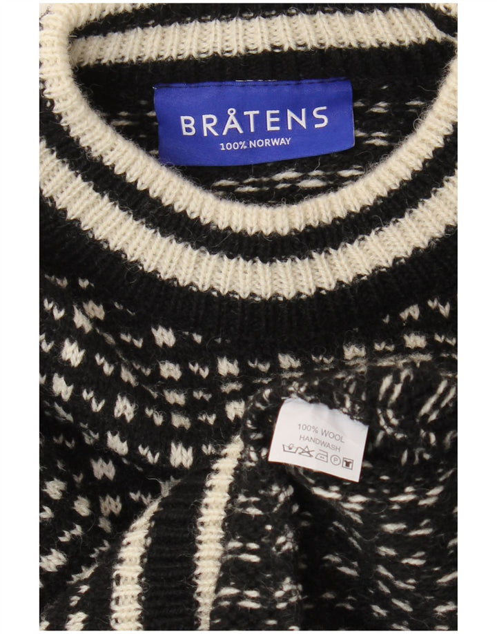 Bratens Jersey Con Cuello Barco Para Hombre De Lana Geométrica Negra Mediana