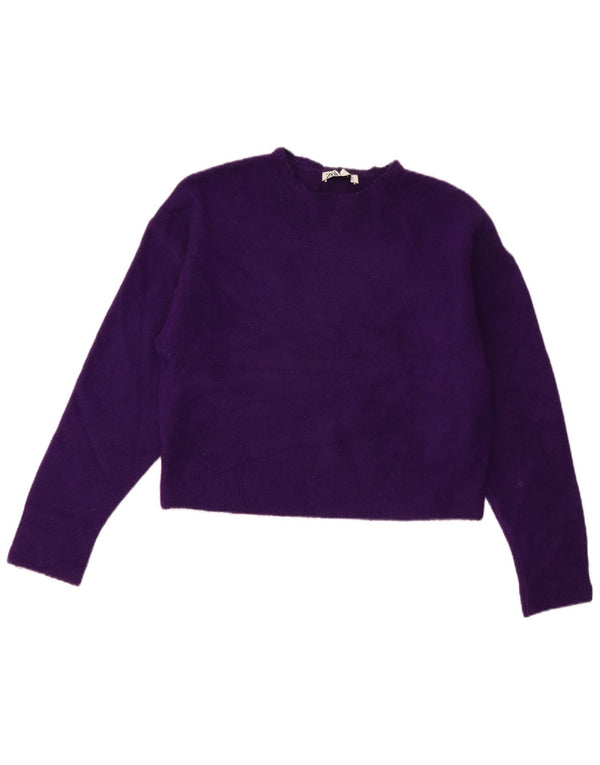Zara - Jersey corto con cuello redondo para mujer, talla 40, color morado mediano