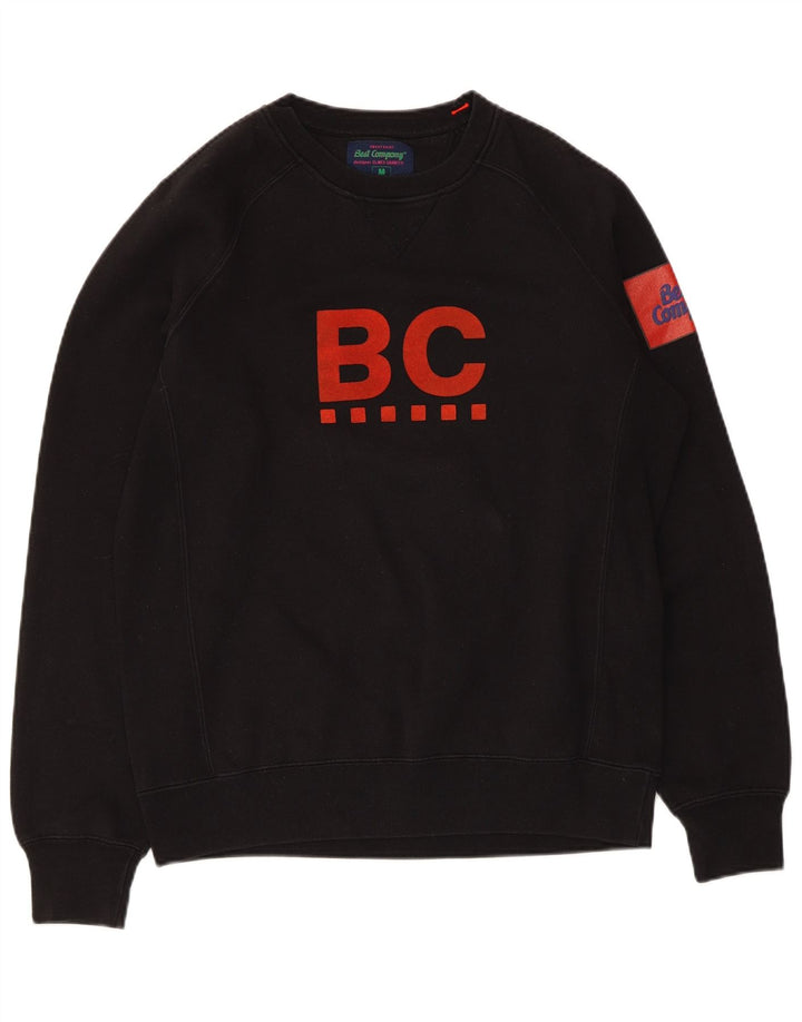 Best Company Hombre Gráfico Regular Fit Sudadera Jumper Medium Negro