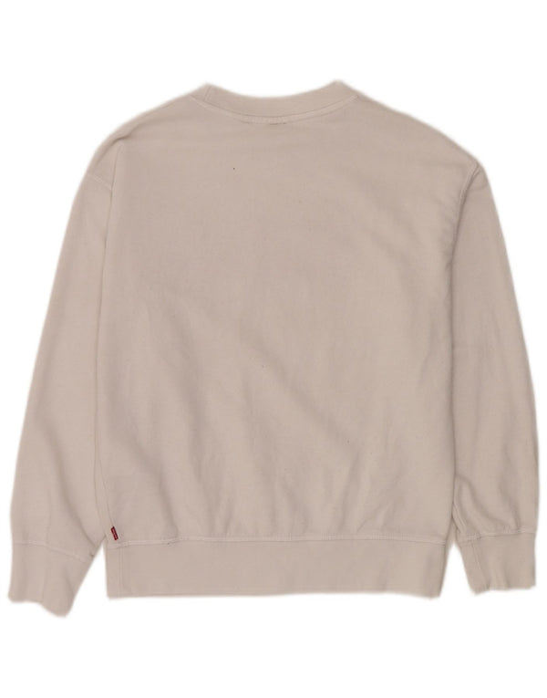 Levi's Sudadera de gran tamaño con gráfico para mujer UK 6 XS Algodón blanco