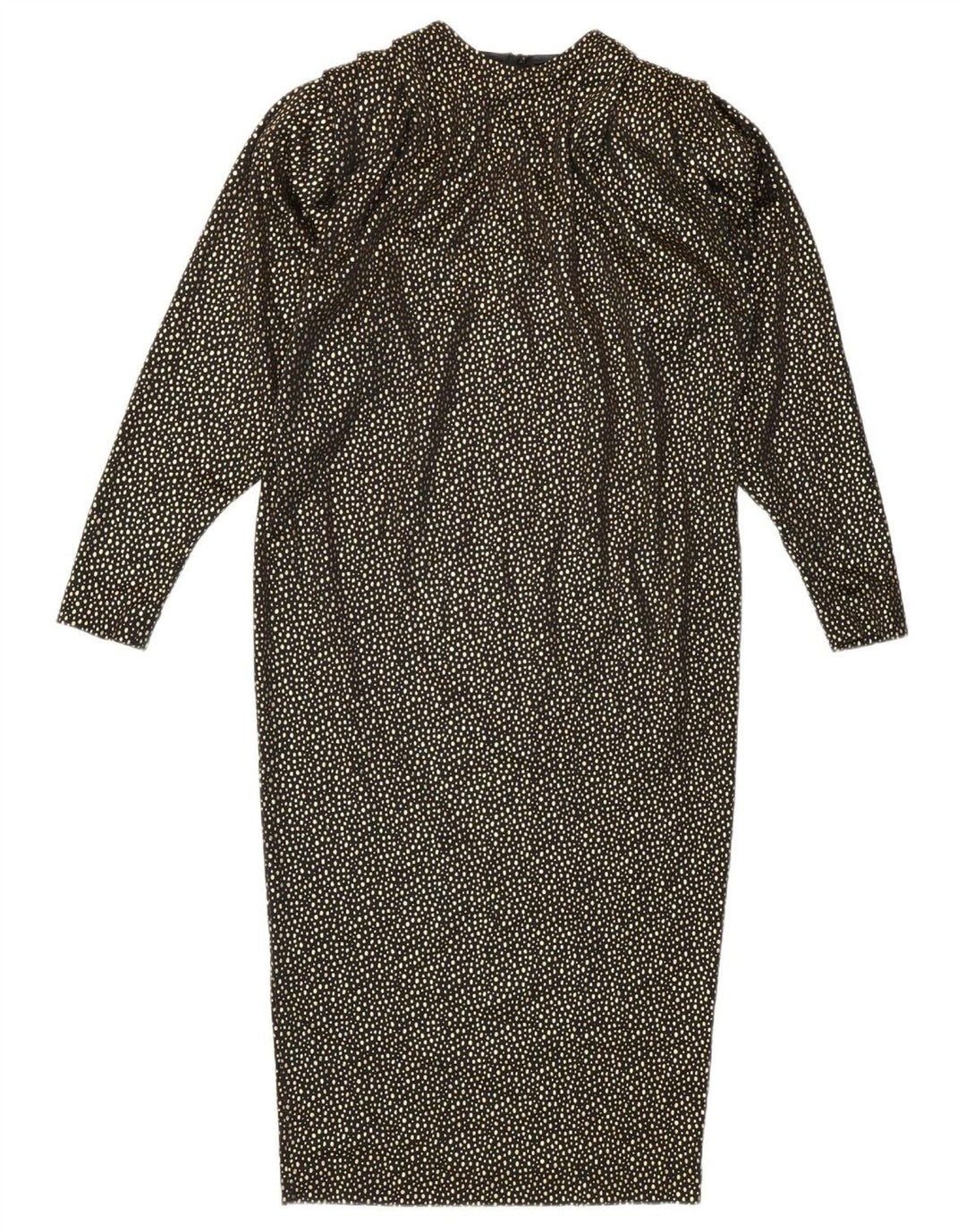 Vintage mujer manga larga vestido recto IT 42 oro medio manchado