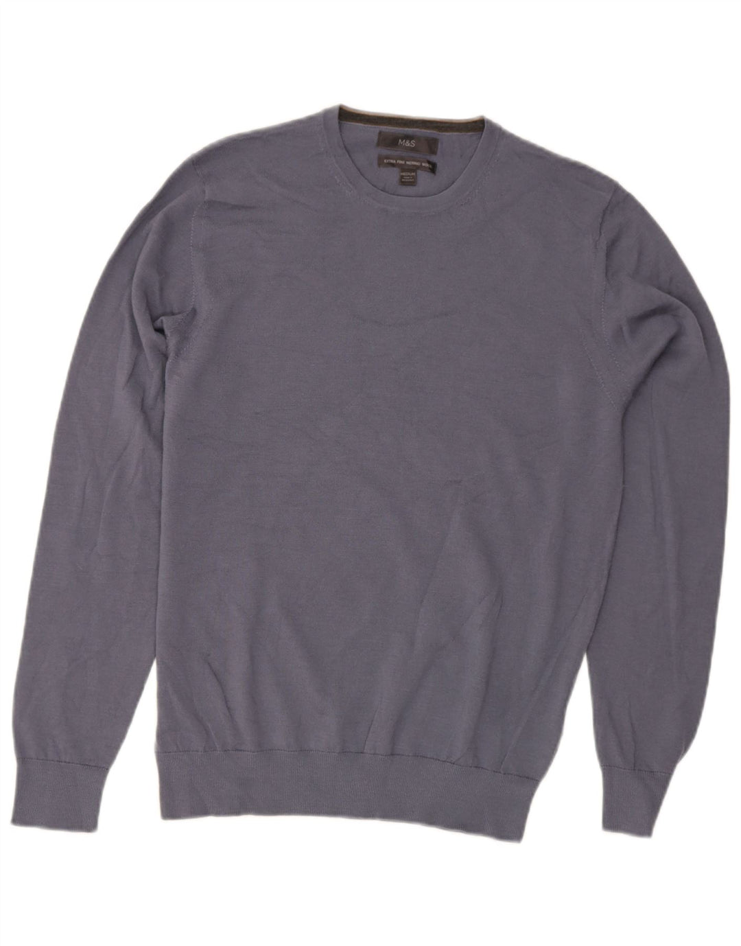 Marks & Spencer Jersey de cuello redondo para hombre de lana azul medio