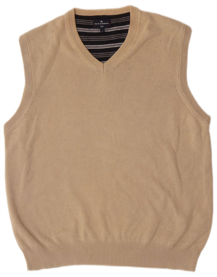 Marks & Spencer - Camiseta sin mangas para hombre, color azul, algodón beige
