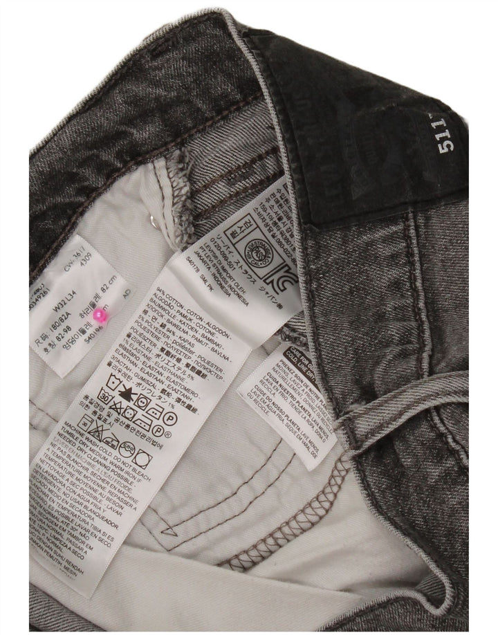 Levi's Hombre 511 Slim Jeans W32 L34 Algodón Gris