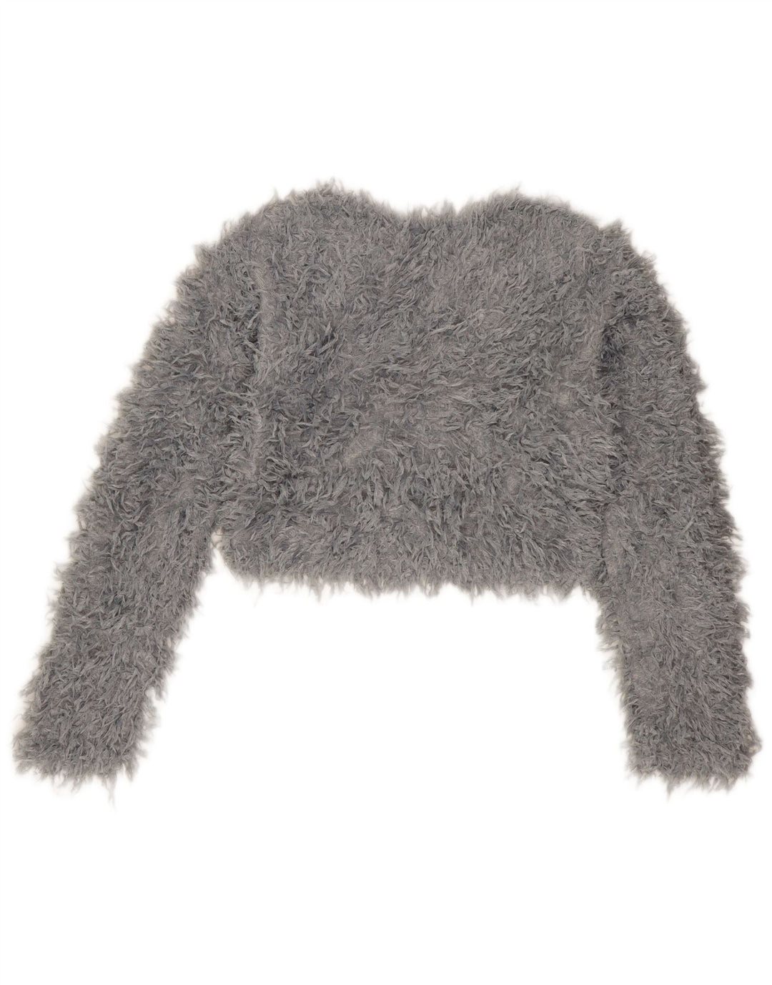 Zara Mujer Crop Boat Neck Jumper Sweater UK 10 Small Gris Poliéster