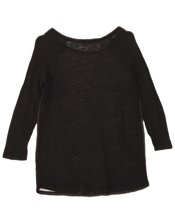 Zara Womens Graphic Top 3/4 Sleeve UK 12 Medium Black Floral