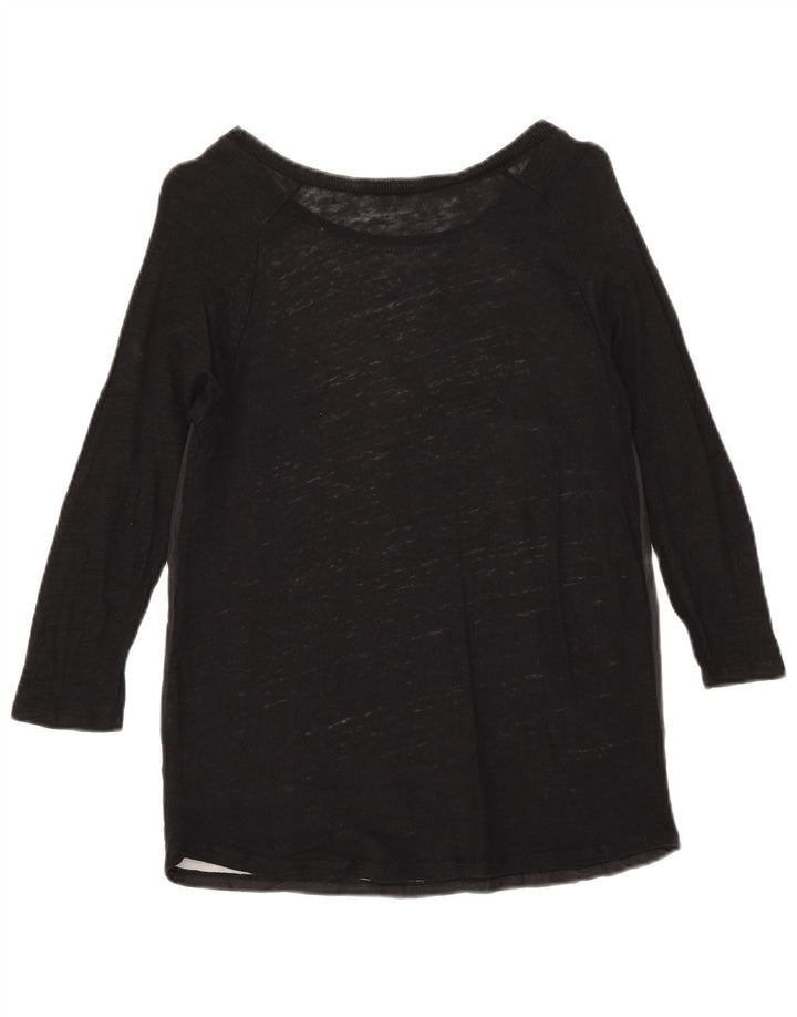 Zara Mujer Top Gráfico Manga 3/4 UK 42 Mediano Negro Floral