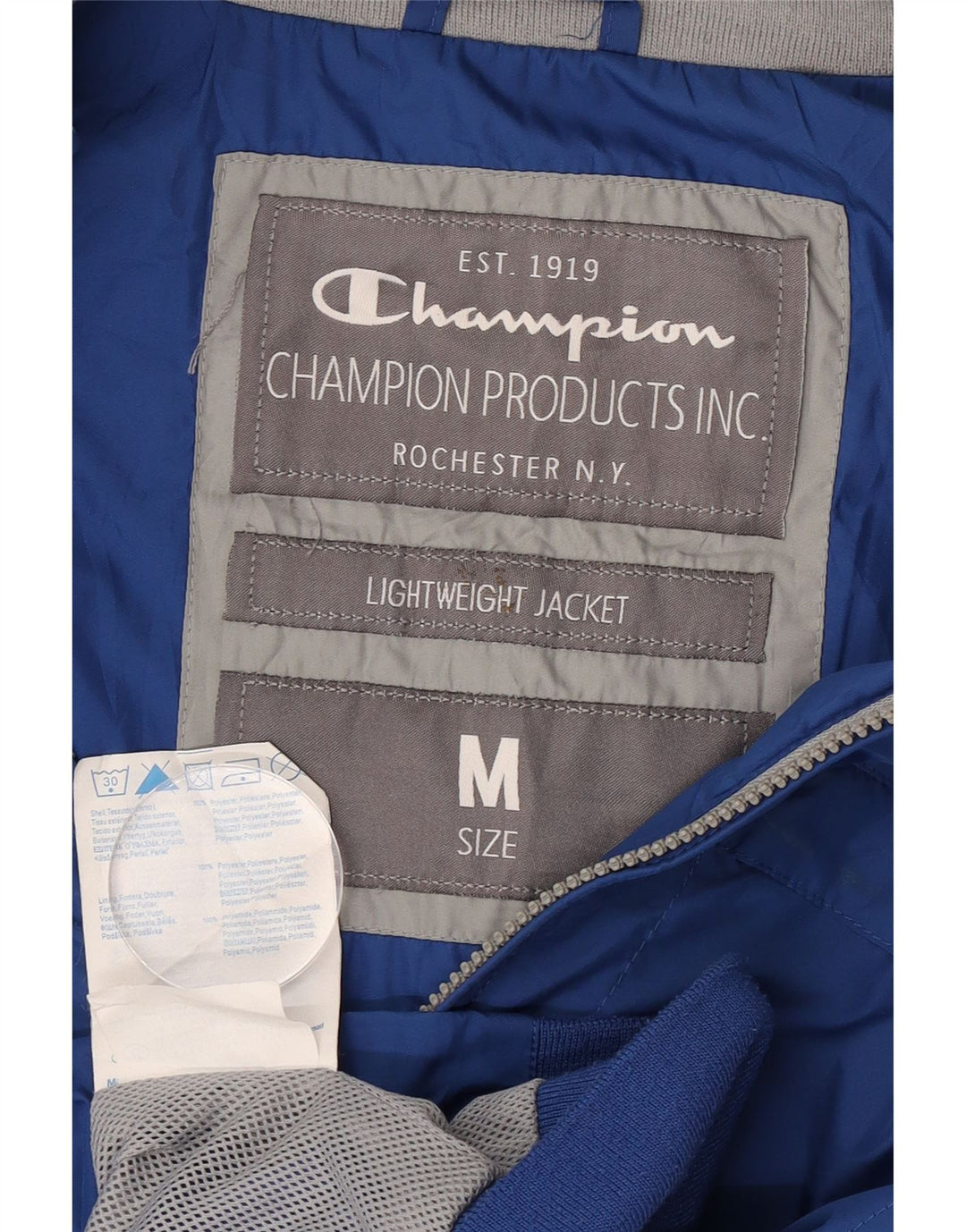 Champion Chaqueta Bomber para Hombre UK 38 Poliéster Azul Medio