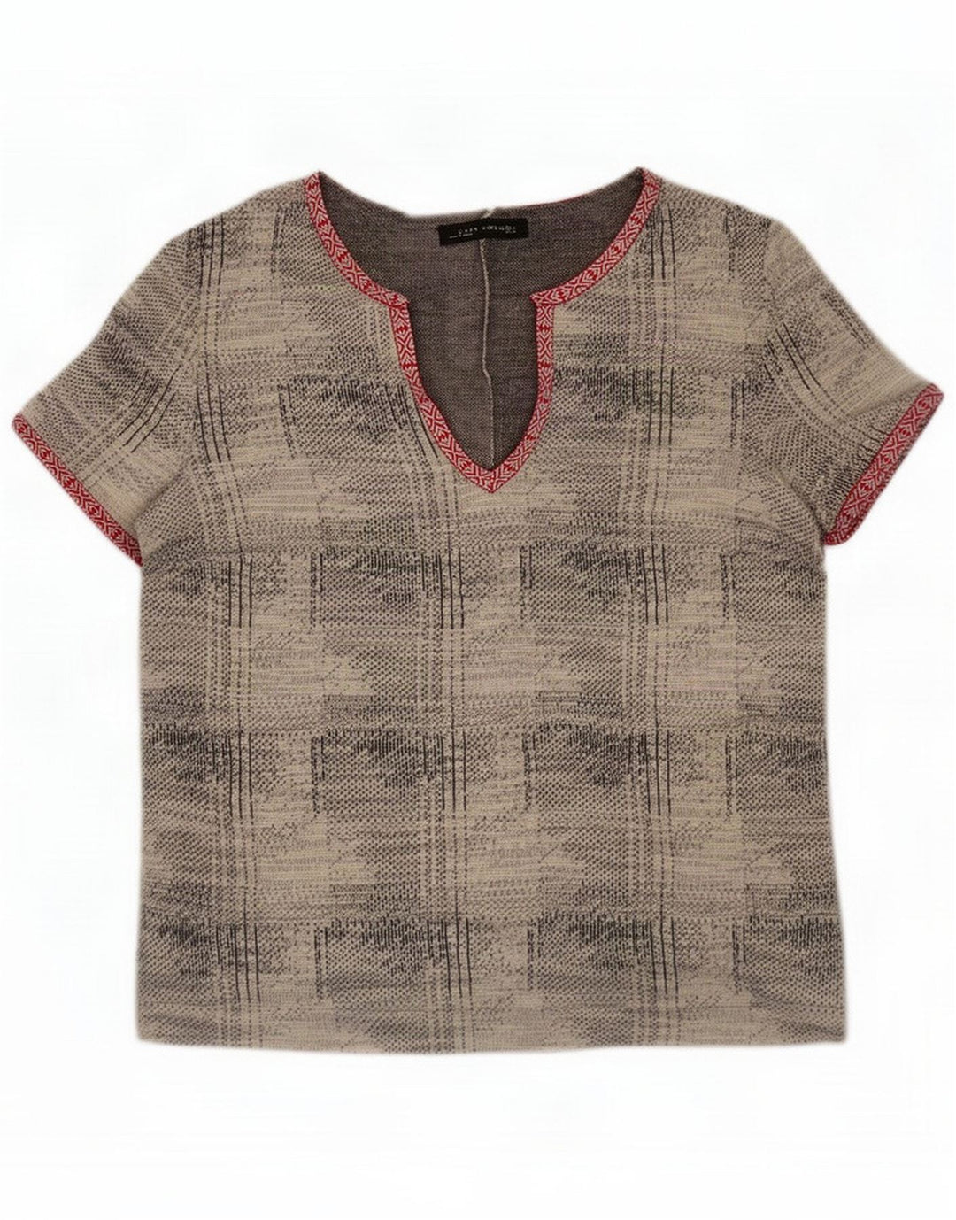 Zara Blusa con estampado abstracto para mujer UK 46 Large Grey