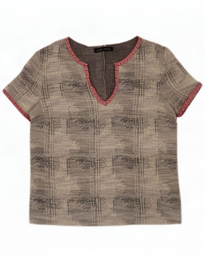 Zara Blusa con estampado abstracto para mujer UK 46 Large Grey