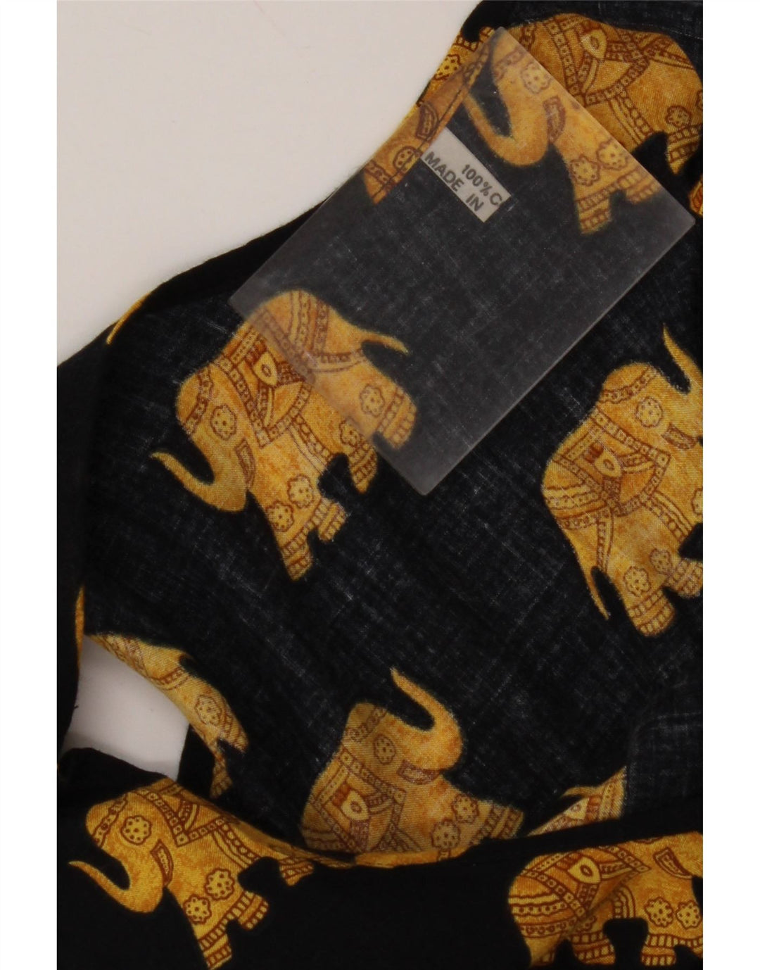 VINTAGE Vestido de verano sin mangas para mujer Reino Unido 12 Algodón con estampado animal negro mediano