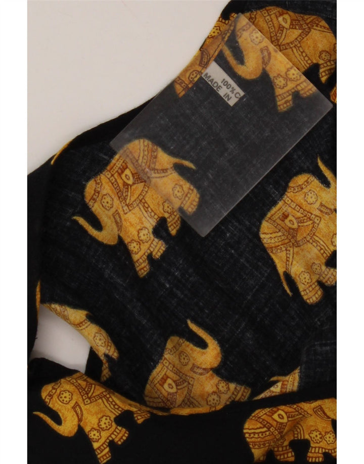 VINTAGE Vestido de verano sin mangas para mujer Reino Unido 12 Algodón con estampado animal negro mediano