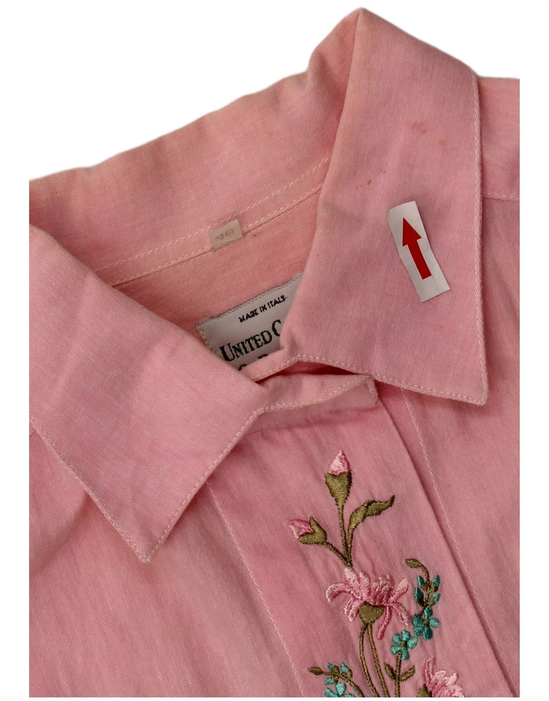 Benetton Blusa Camisera Extragrande IT 46 Large De Algodón Floral Rosa