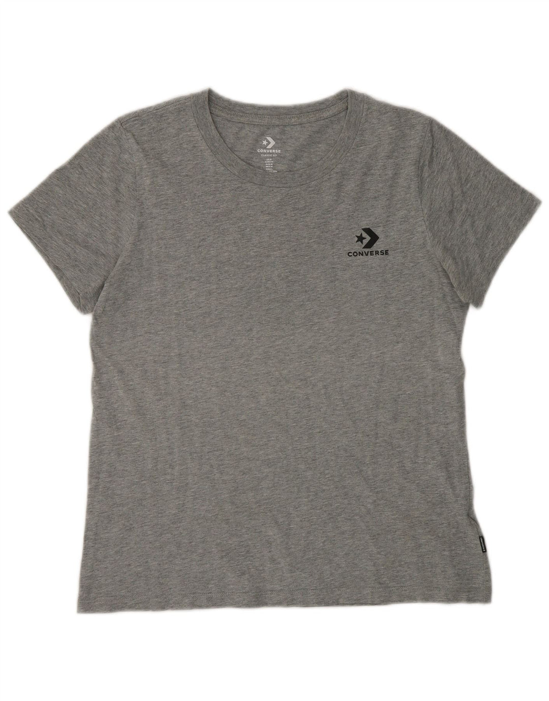 Converse Mujer Camiseta Top UK 12 Algodón Gris Medio