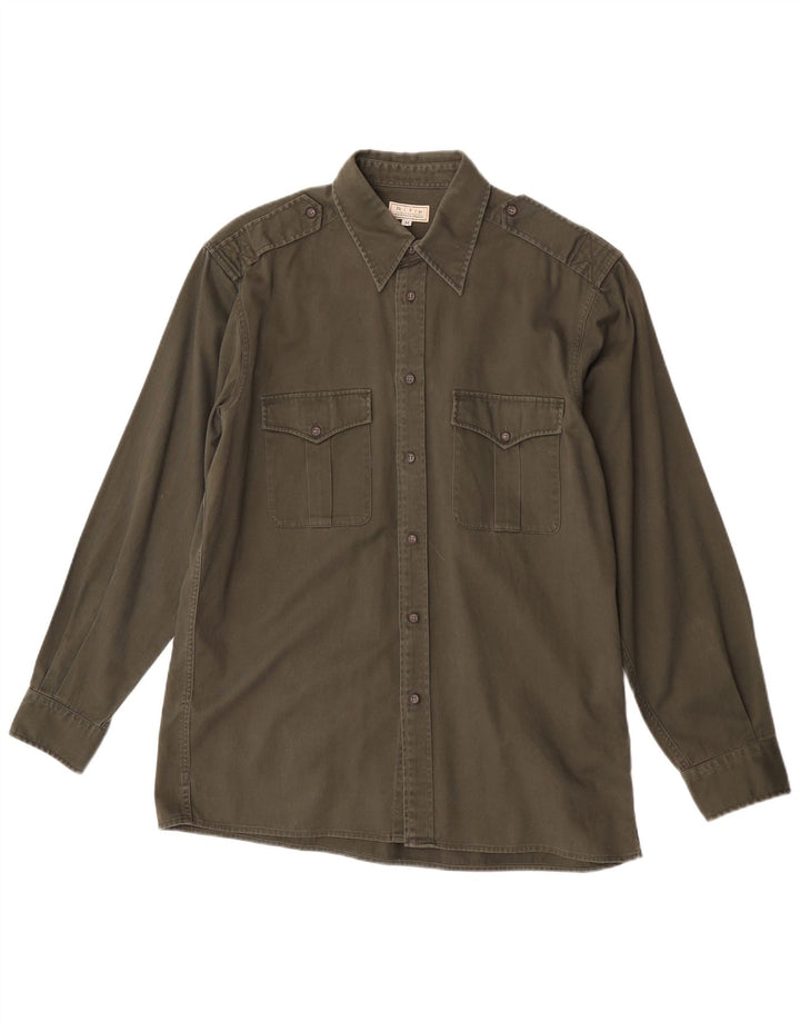 Rifle Camisa militar para hombre Algodón caqui medio
