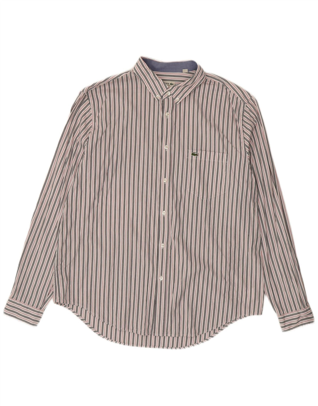 Camisa Lacoste Hombre Regular Fit Talla 45 XL Algodón Rayas Blancas