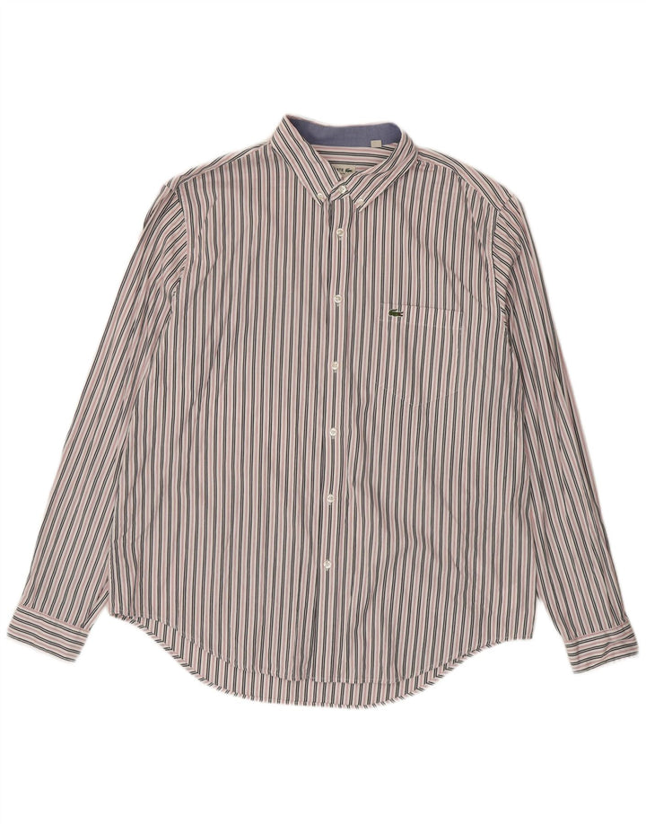 Camisa Lacoste Hombre Regular Fit Talla 45 XL Algodón Rayas Blancas